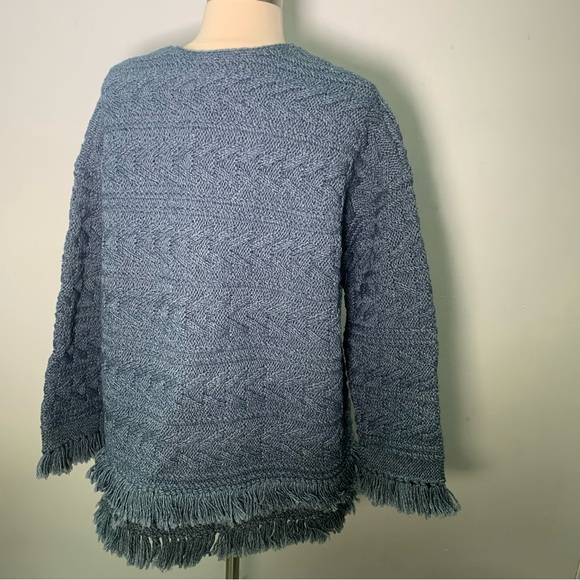Current Elliott Blue Cable Knit Fringe Sweater Open Front, New w/ Tags, Size 1 - Picture 9 of 14